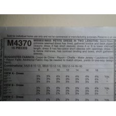 McCalls Sewing Pattern 4370 