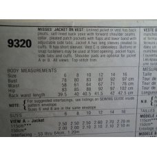 McCalls Sewing Pattern 9320 